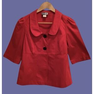 Spring Street Womens Red Retro Jacket Sophisticated Jr Fitted Blazer Office M